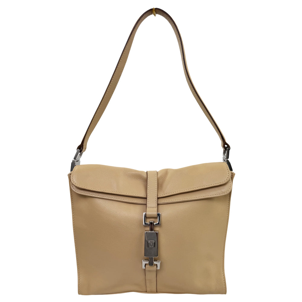 GUCCI GG Cream Leather Jackie Shoulder Bag LHQ1575