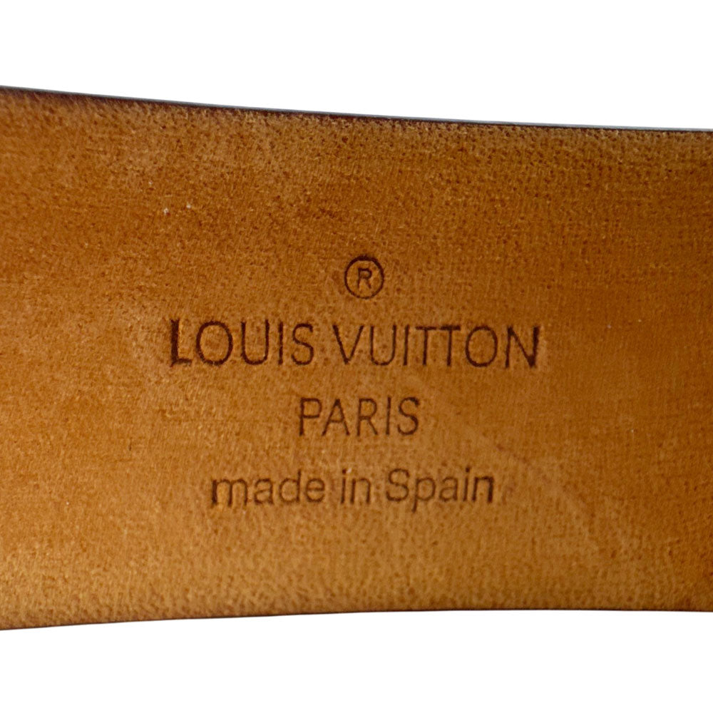 LOUIS VUITTON Monogram Santur Silver Buckle Belt Size 30" LHQ1582
