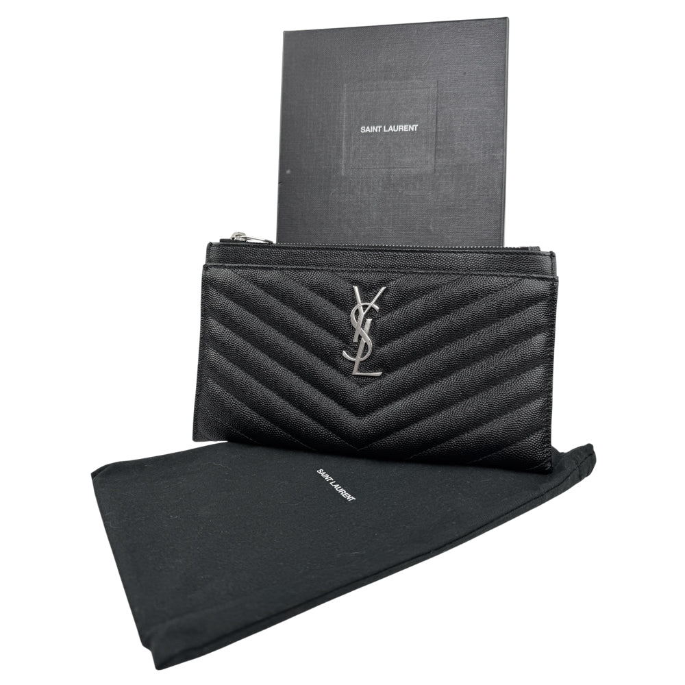SAINT LAURENT YSL Black Leather Clutch Pouch LHQ1591