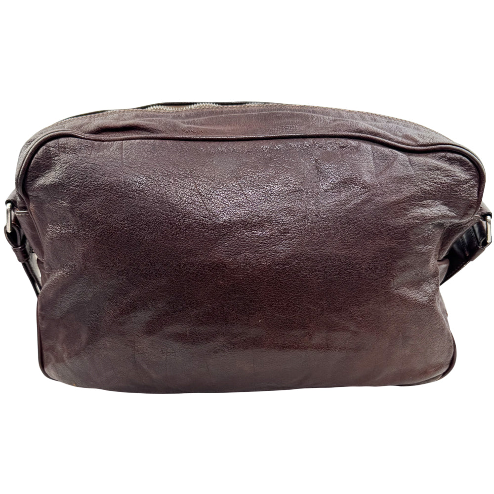 PRADA Brown Leather Crossbody Messenger Bag LHQ1596