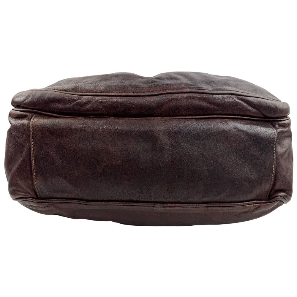 PRADA Brown Leather Crossbody Messenger Bag LHQ1596