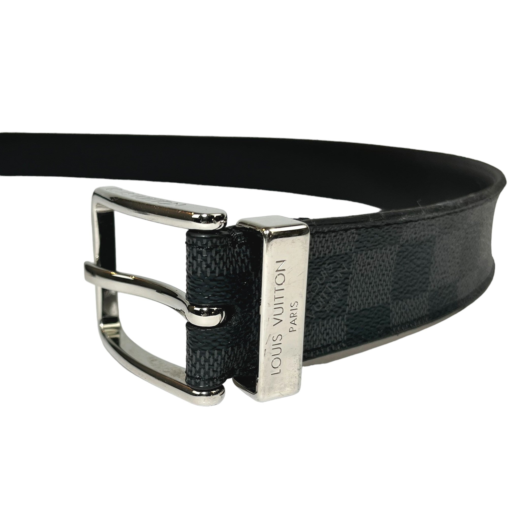 LOUIS VUITTON Mens Damier Graphite Belt Size 34"W LHQ16