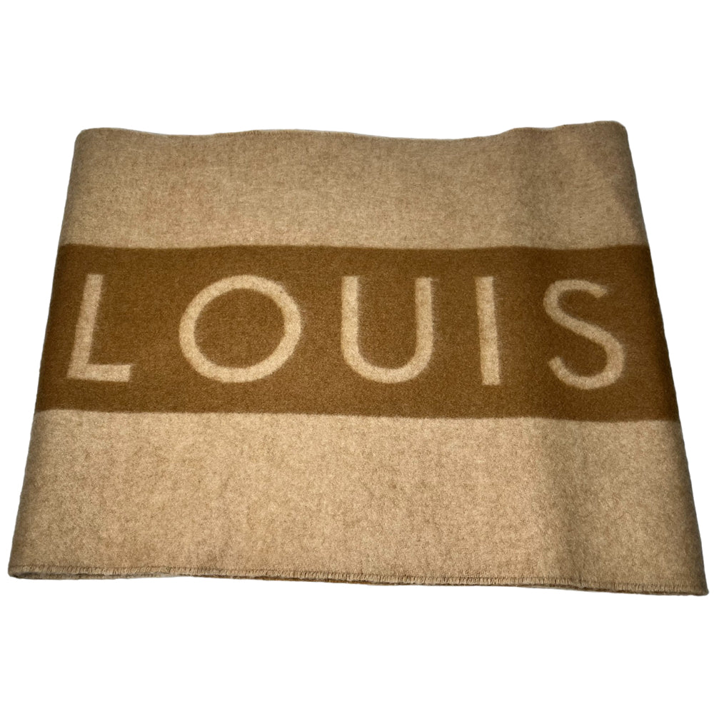 LOUIS VUITTON Beige Logo Scarf 100% Cashmere LHQ162