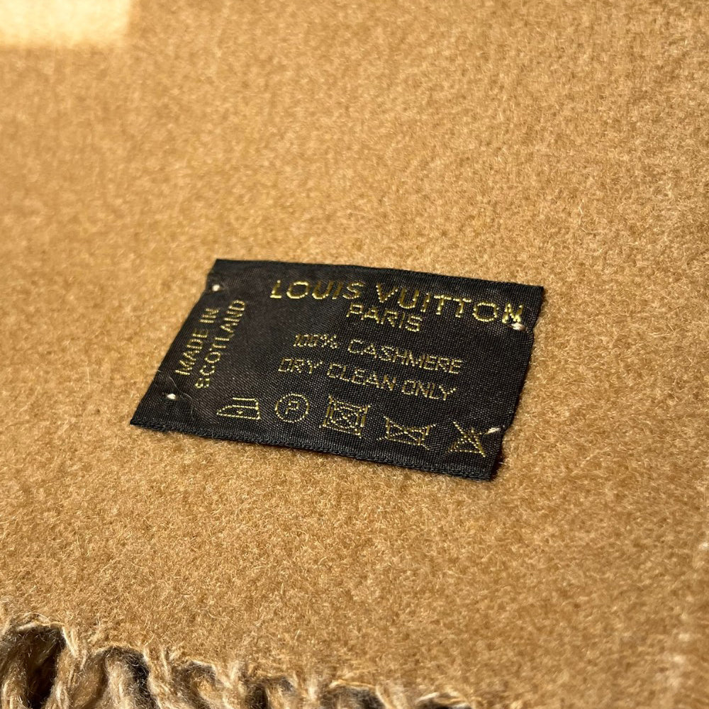 LOUIS VUITTON Beige Logo Scarf 100% Cashmere LHQ162