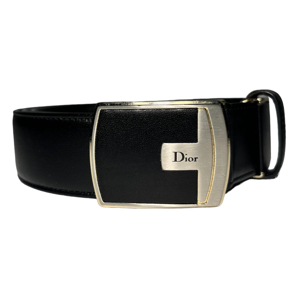 CHRISTIAN DIOR Men's Black Leather Adjustable Belt LHQ163