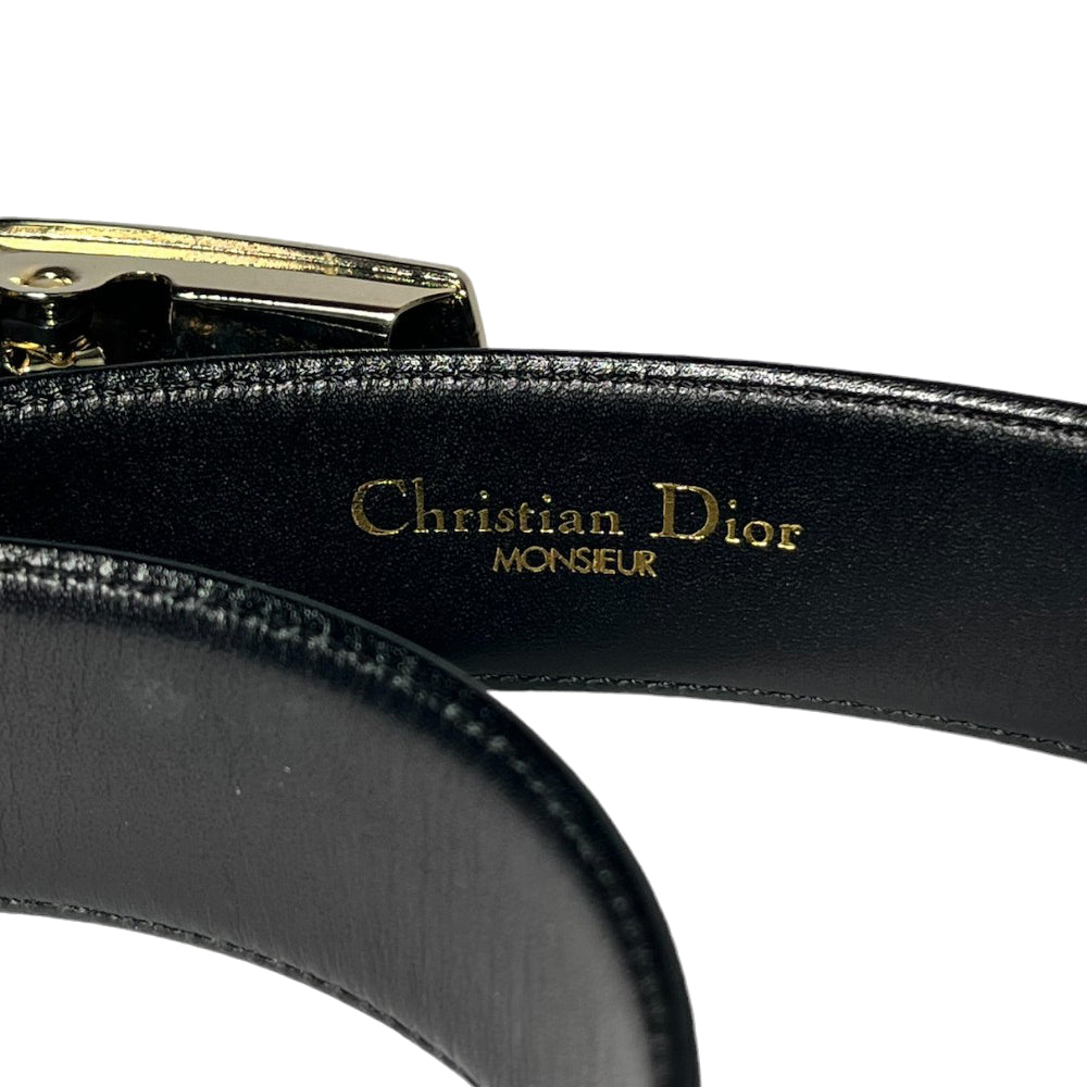 CHRISTIAN DIOR Men's Black Leather Adjustable Belt LHQ163