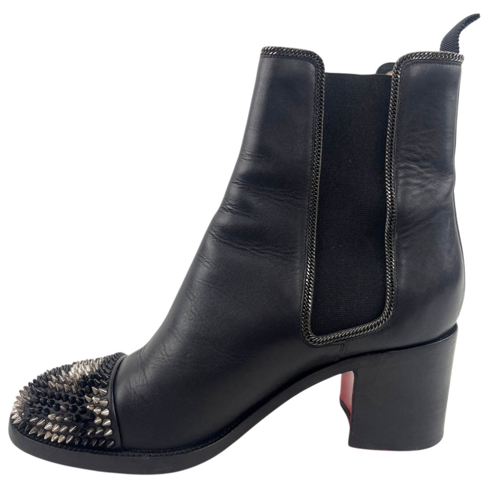 CHRISTIAN LOUBOUTIN Studded Black Leather Ankle Boots Size 5 UK LHQ1647