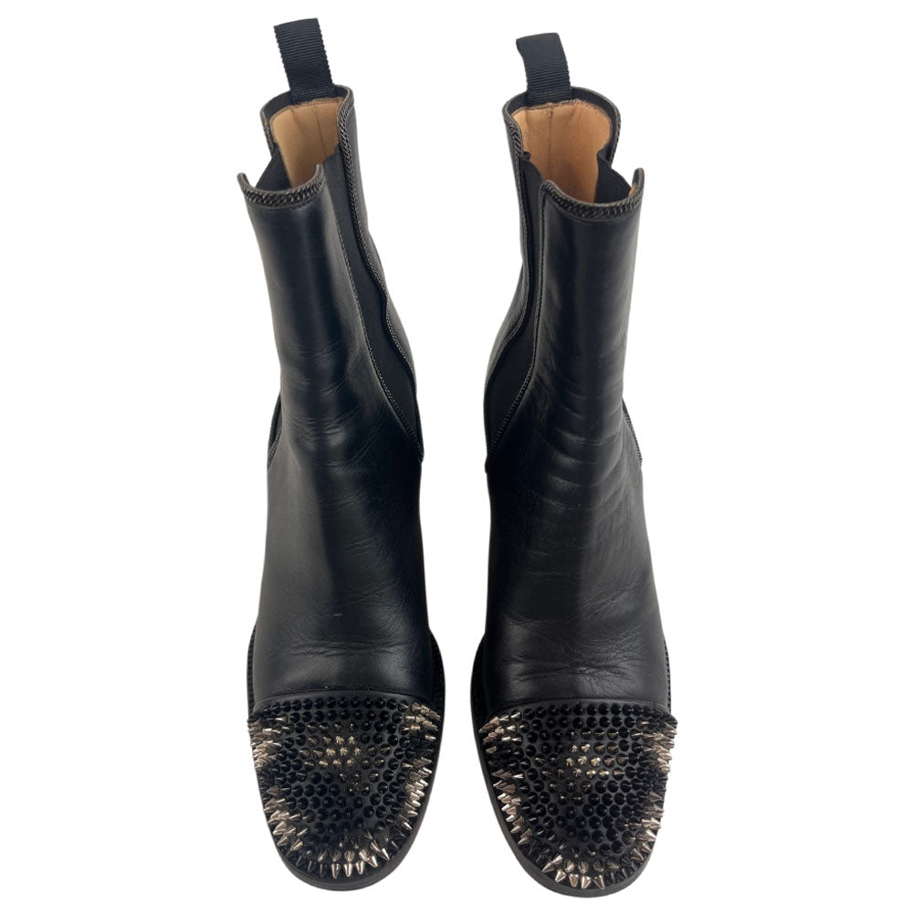 CHRISTIAN LOUBOUTIN Studded Black Leather Ankle Boots Size 5 UK LHQ1647