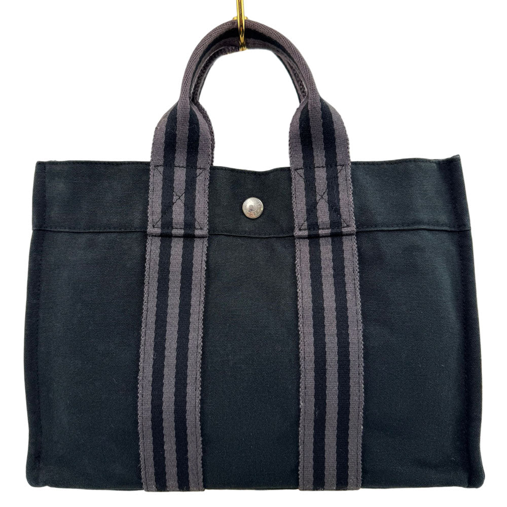 HERMES Fourre Tout Black Canvas Tote Bag LHQ1651