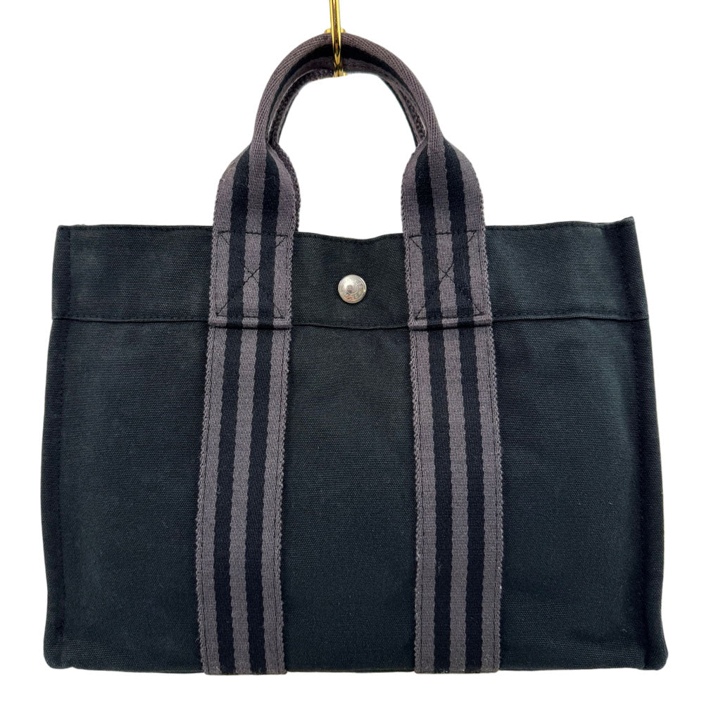 HERMES Fourre Tout Black Canvas Tote Bag LHQ1651