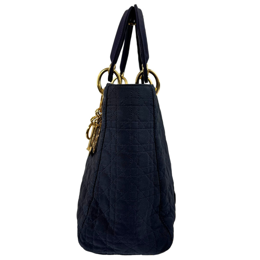 CHRISTIAN DIOR Navy Canvas Cannage Handbag LHQ1654