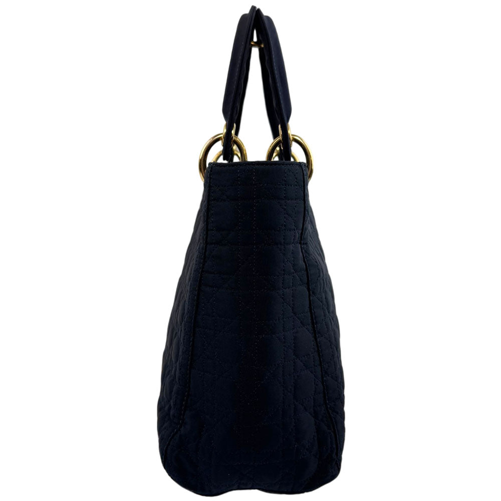 CHRISTIAN DIOR Navy Canvas Cannage Handbag LHQ1654