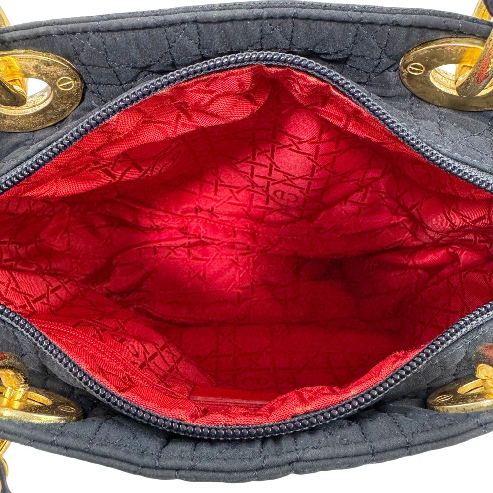 CHRISTIAN DIOR Navy Canvas Cannage Handbag LHQ1654