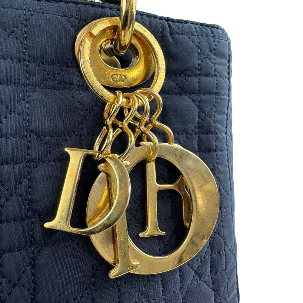 CHRISTIAN DIOR Navy Canvas Cannage Handbag LHQ1654