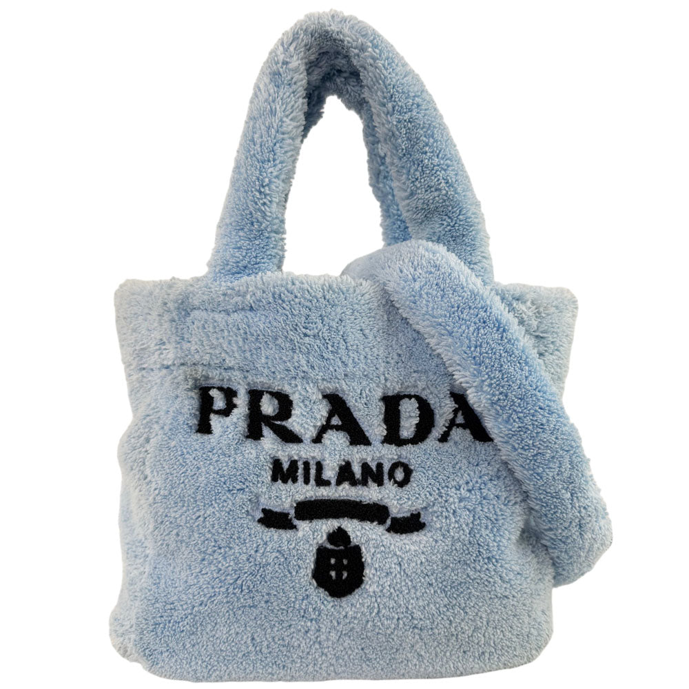 PRADA Light Blue Terry Cloth Tote Bag LHQ1663