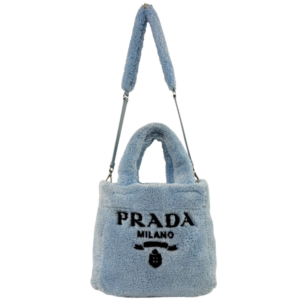 PRADA Light Blue Terry Cloth Tote Bag LHQ1663