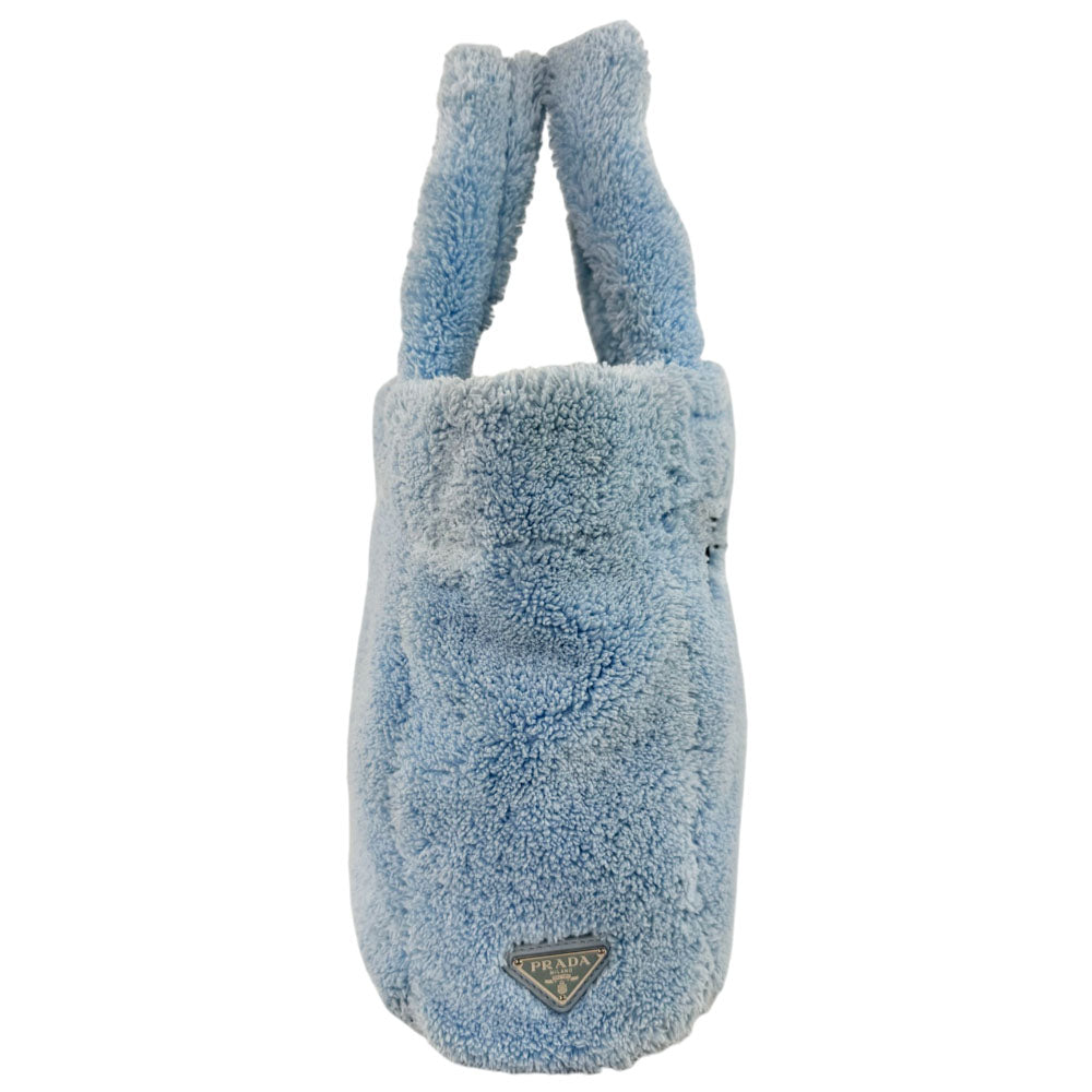PRADA Light Blue Terry Cloth Tote Bag LHQ1663
