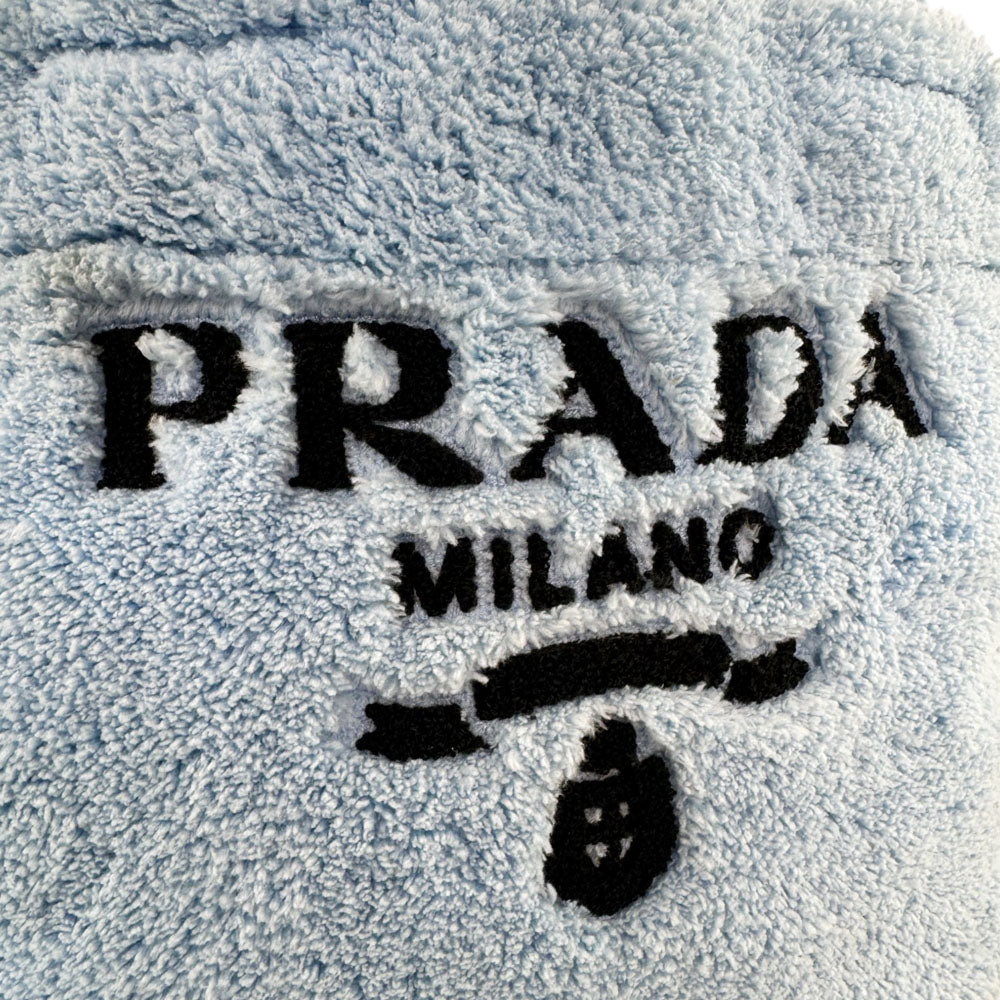 PRADA Light Blue Terry Cloth Tote Bag LHQ1663