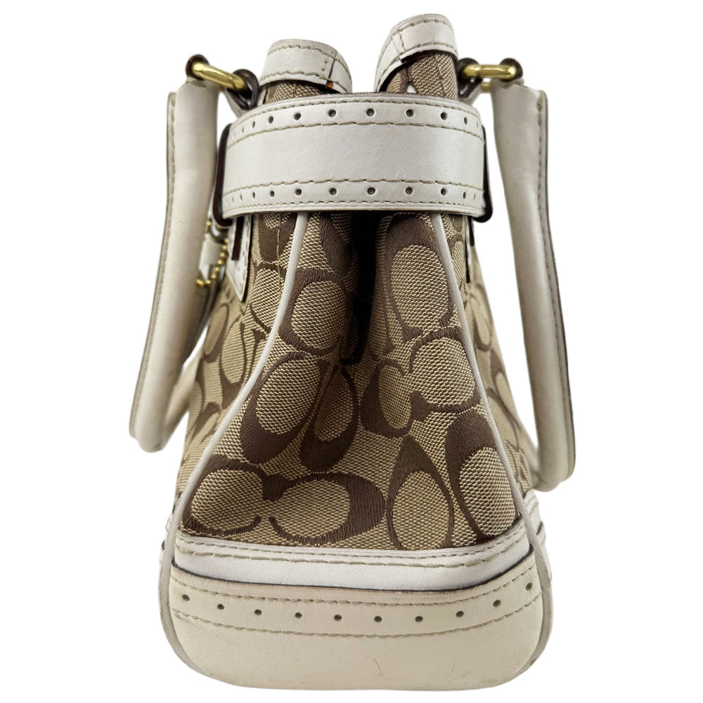COACH Brown Hampton Signature Canvas and Leather Hand Bag LHQ1667