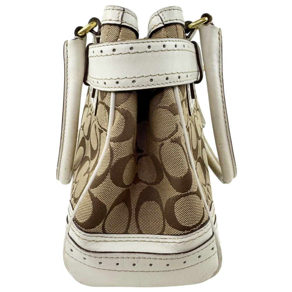 COACH Brown Hampton Signature Canvas and Leather Hand Bag LHQ1667