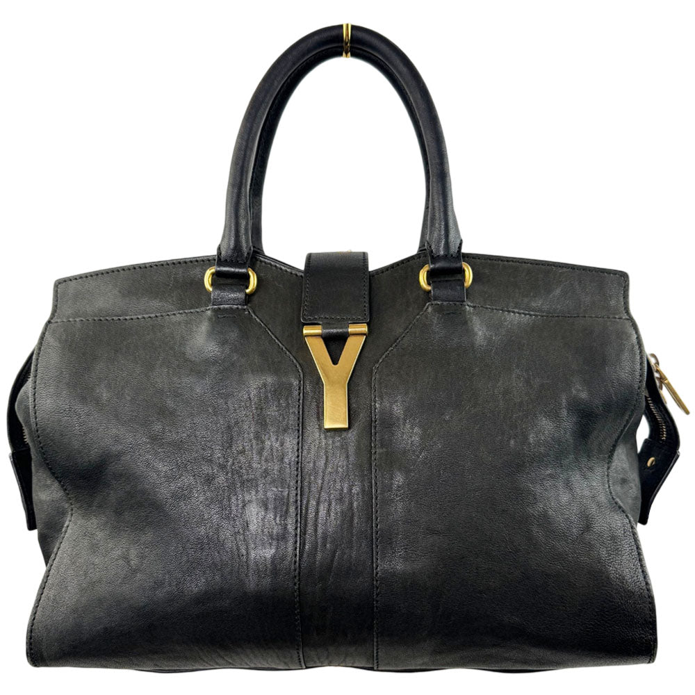 SAINT LAURENT YSL Black Leather Cabas Tote Bag LHQ1668