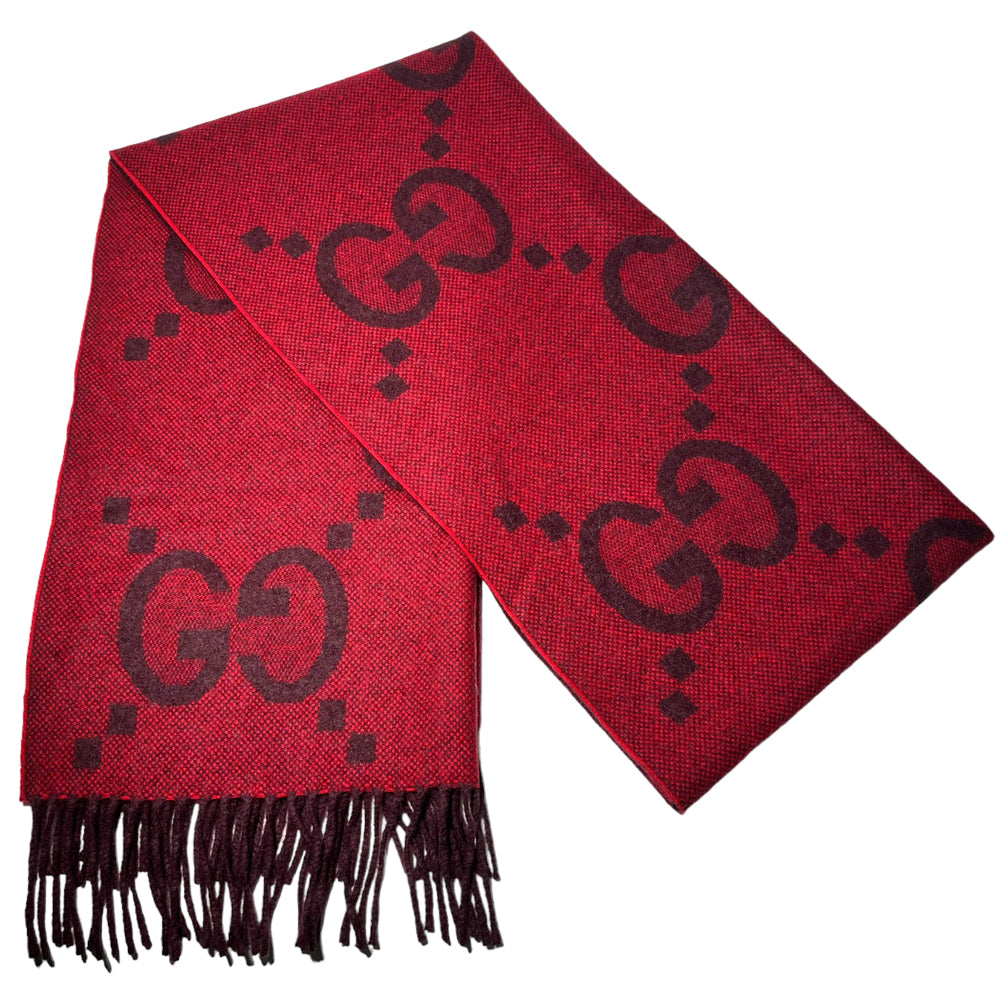 GUCCI GG Jacquard Red Scarf LHQ168