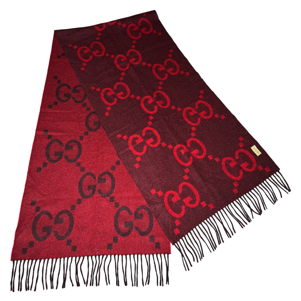 GUCCI GG Jacquard Red Scarf LHQ168