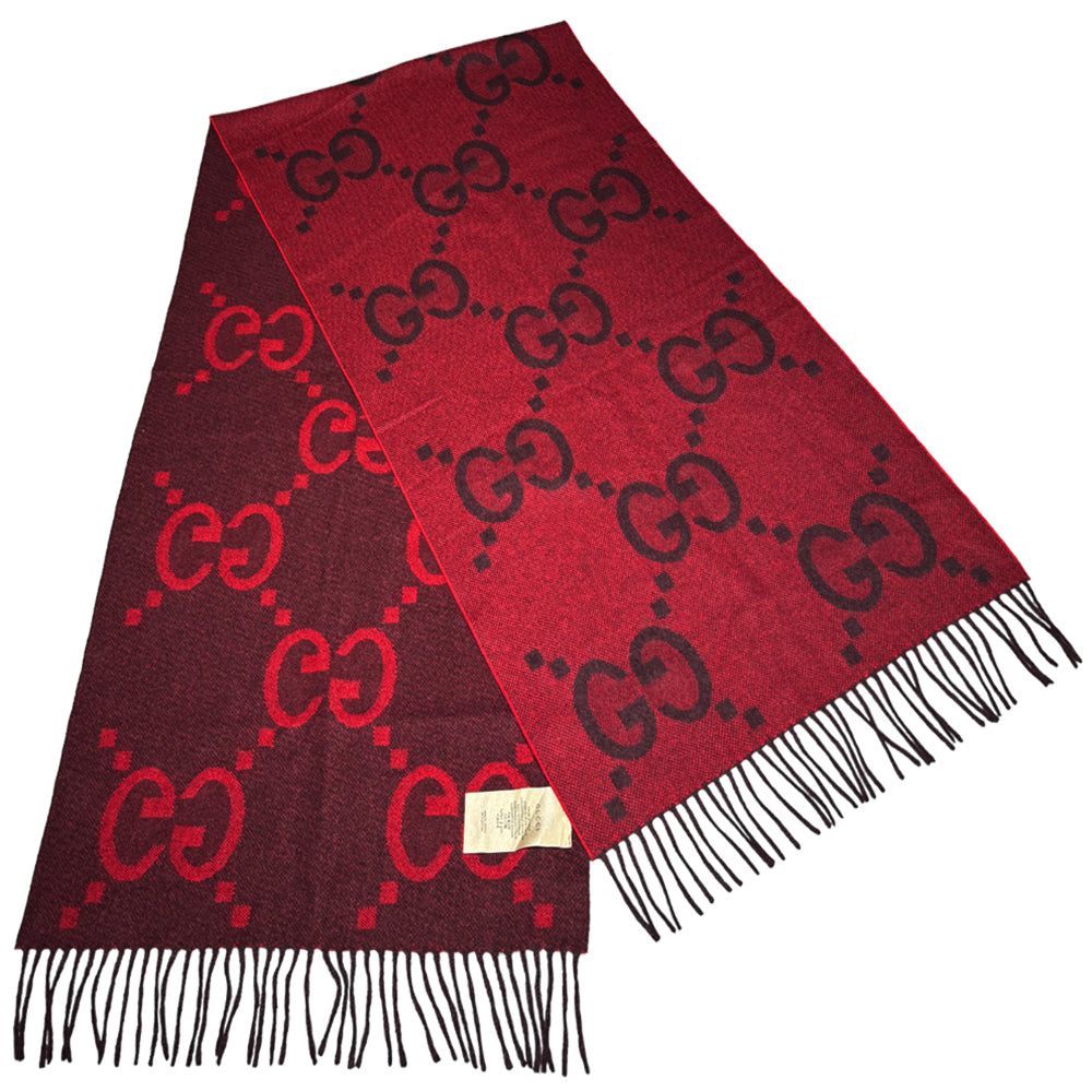 GUCCI GG Jacquard Red Scarf LHQ168