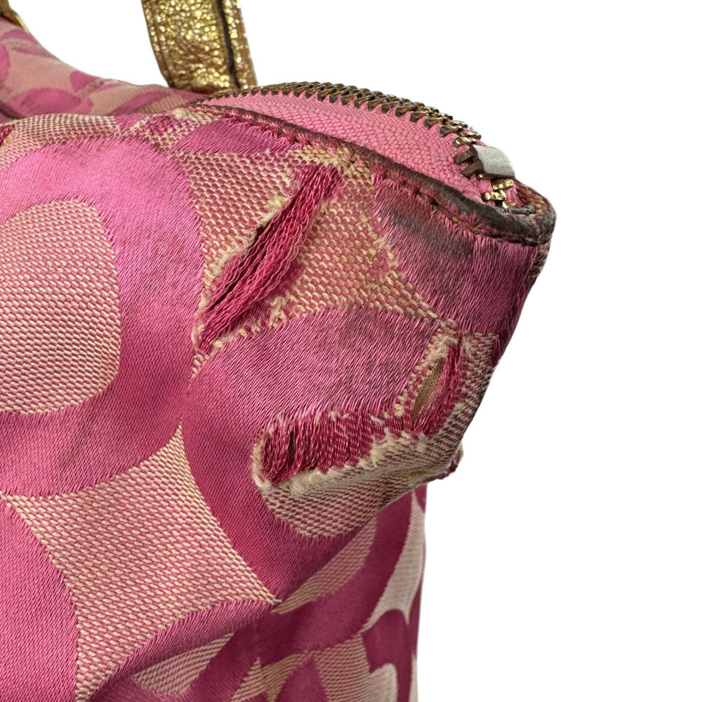 COACH Poppy Optical Pink Canvas Tote Shoulder Bag LHQ1691