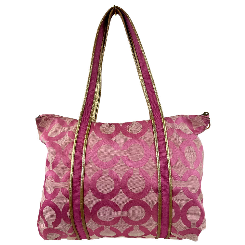 COACH Poppy Optical Pink Canvas Tote Shoulder Bag LHQ1691