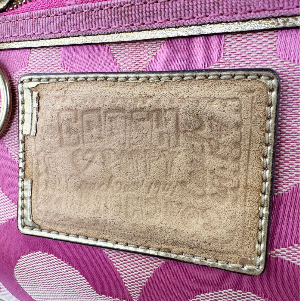 COACH Poppy Optical Pink Canvas Tote Shoulder Bag LHQ1691