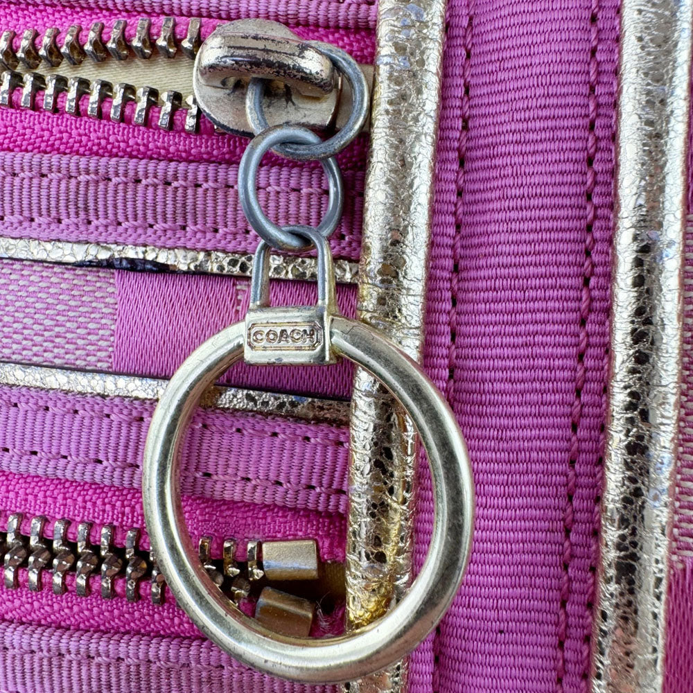 COACH Poppy Optical Pink Canvas Tote Shoulder Bag LHQ1691