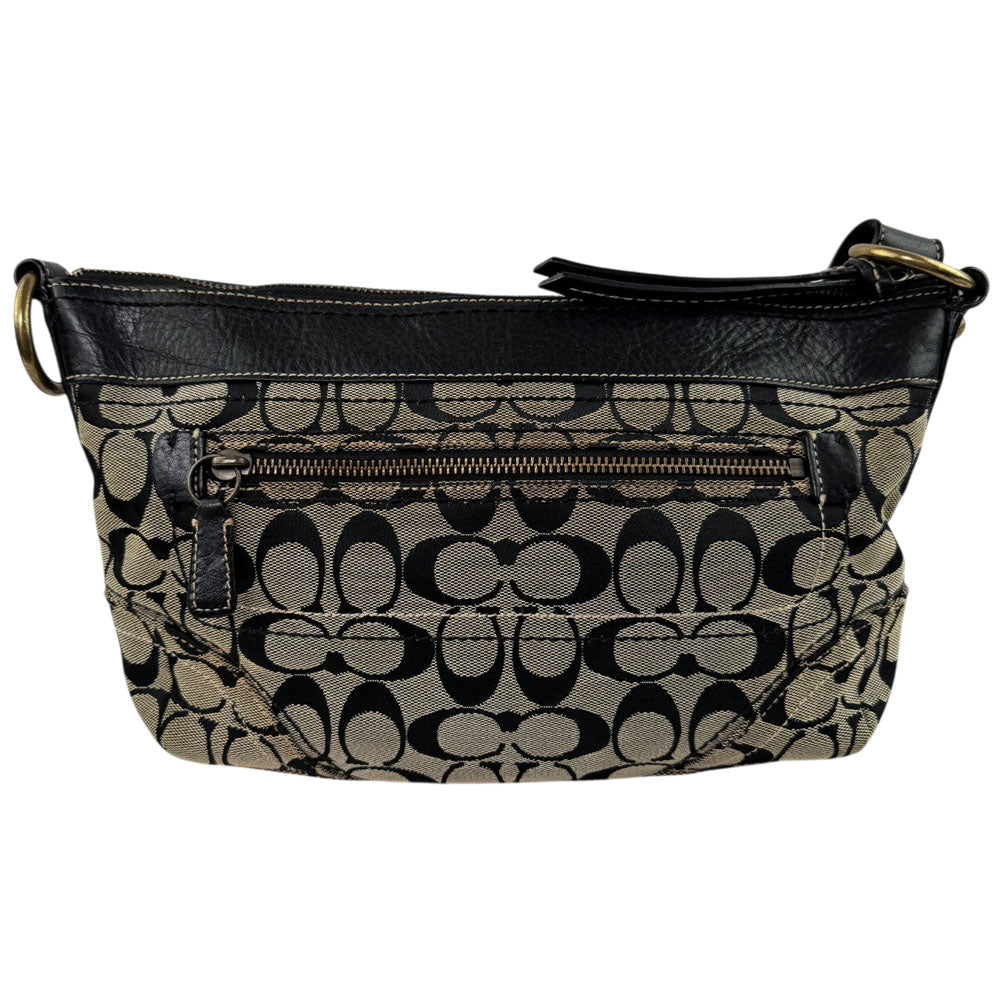 COACH Signature Cream/Black Canvas Shoulder Bag LHQ1692