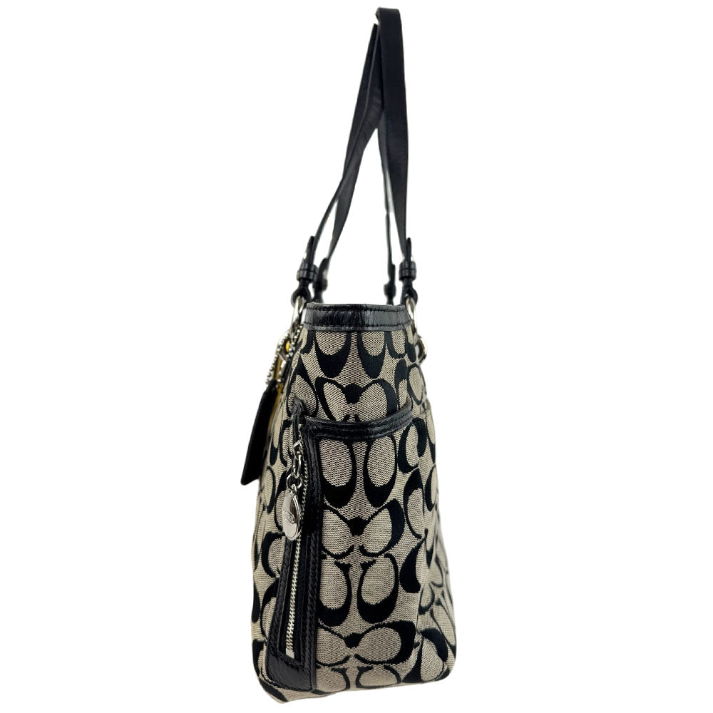 COACH Gallery Signature Canvas Tote Handbag Cream/Black LHQ1699