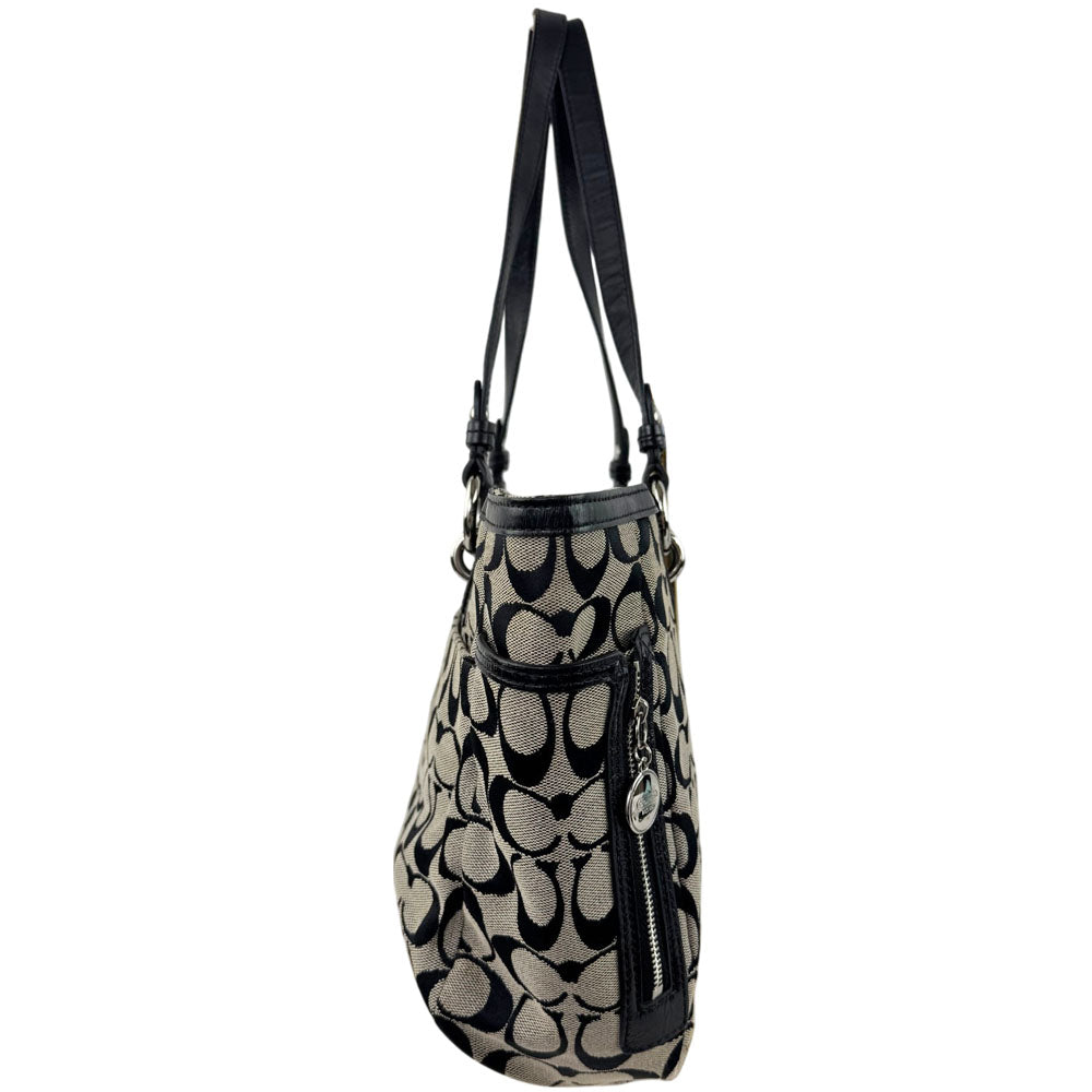 COACH Gallery Signature Canvas Tote Handbag Cream/Black LHQ1699