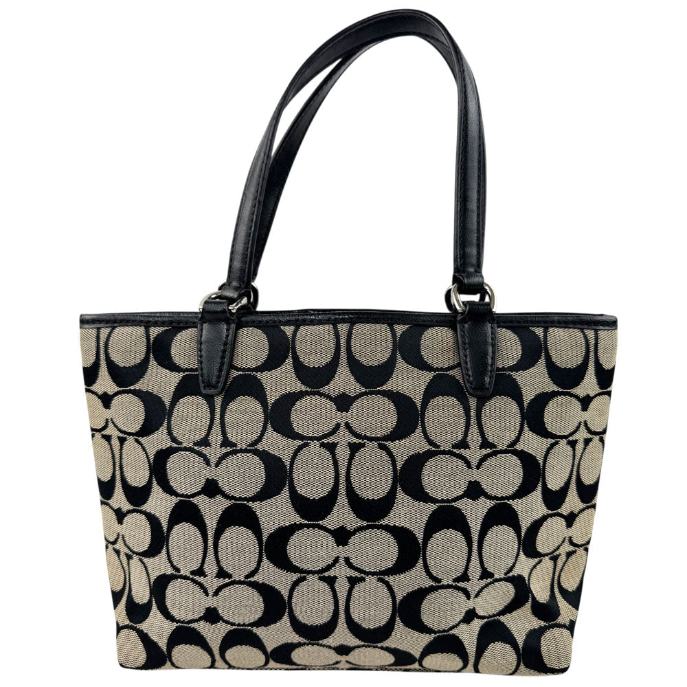 COACH Signature Canvas Tote Handbag Cream/Black LHQ1704