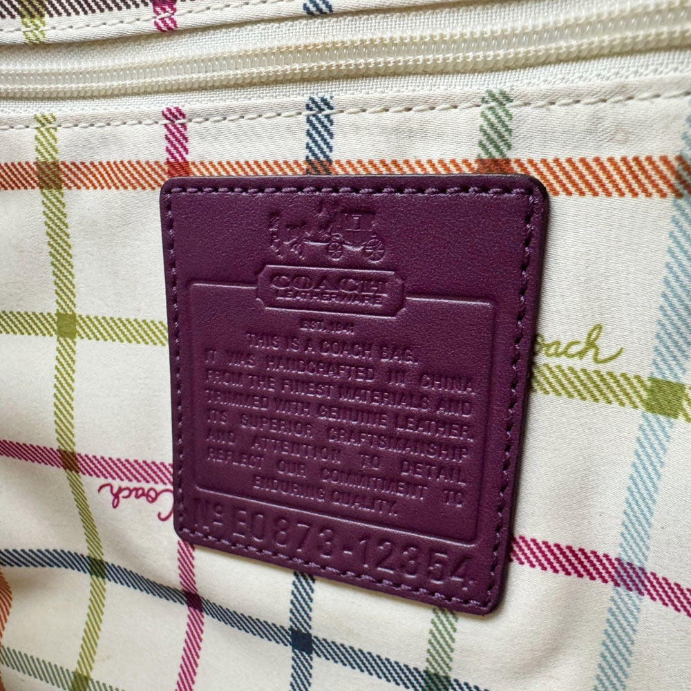 COACH Vintage Signature Plum Berry Heritage Stripe Tote Bag LHQ1705