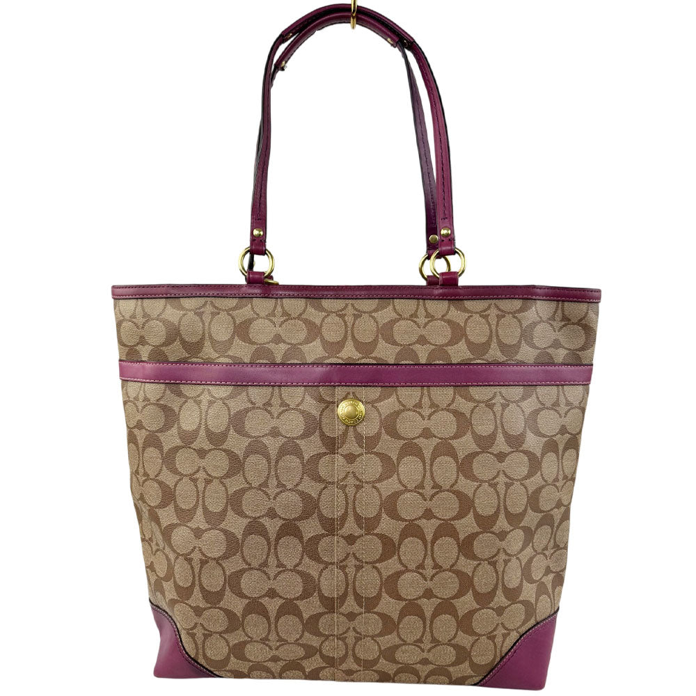 COACH Vintage Signature Plum Berry Heritage Stripe Tote Bag LHQ1705