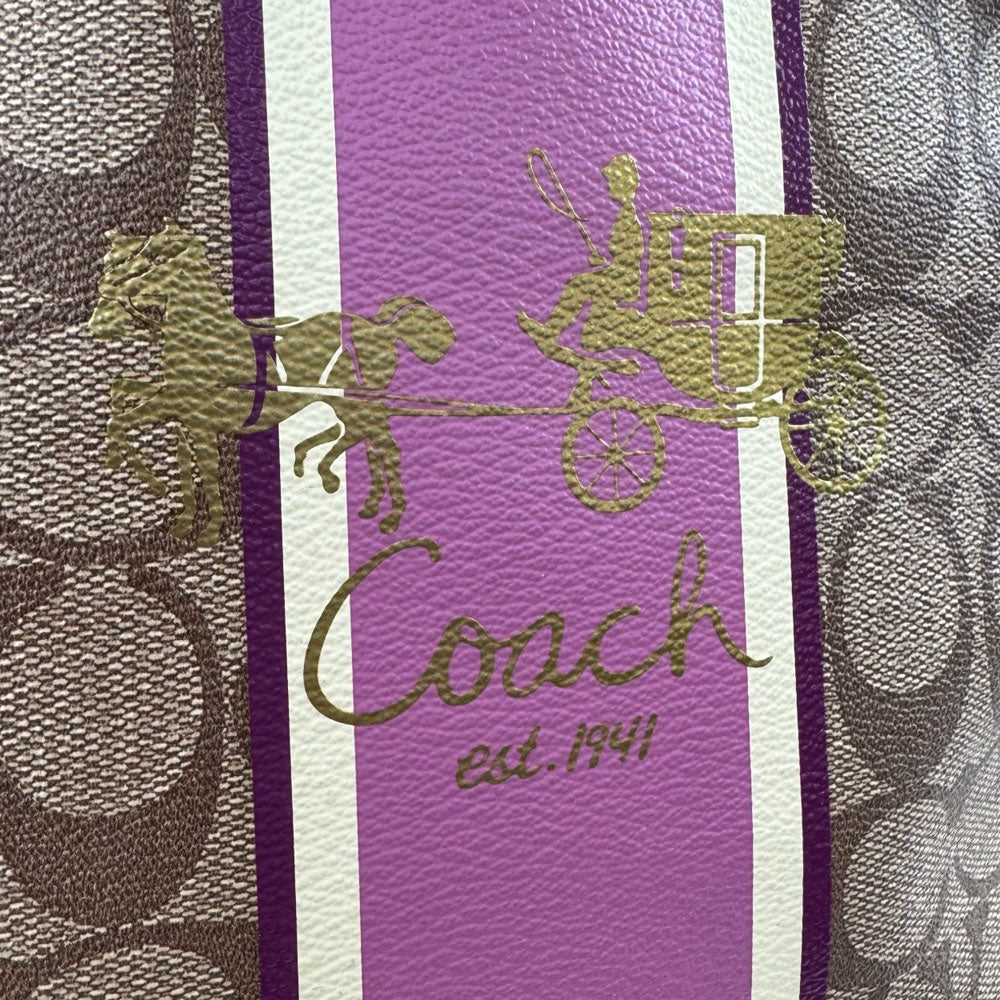 COACH Vintage Signature Plum Berry Heritage Stripe Tote Bag LHQ1705