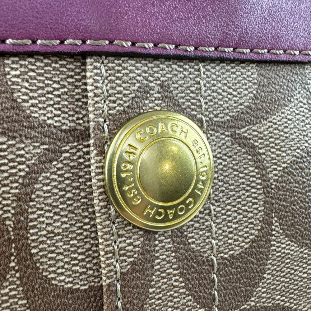 COACH Vintage Signature Plum Berry Heritage Stripe Tote Bag LHQ1705