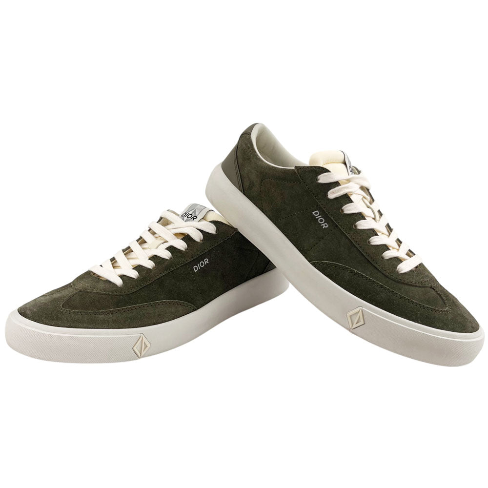 CHRISTIAN DIOR B101 Khaki Green Suede Trainers Size 9 UK LHQ1706