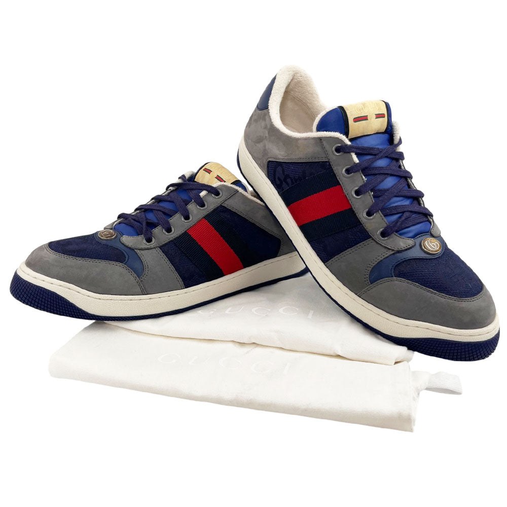 GUCCI GG Grey Suede Screener Trainers Size 9 UK LHQ1708