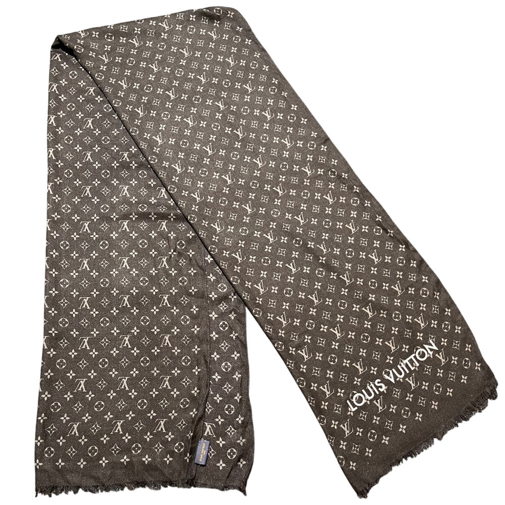 LOUIS VUITTON Black Monogram Scarf LHQ1711