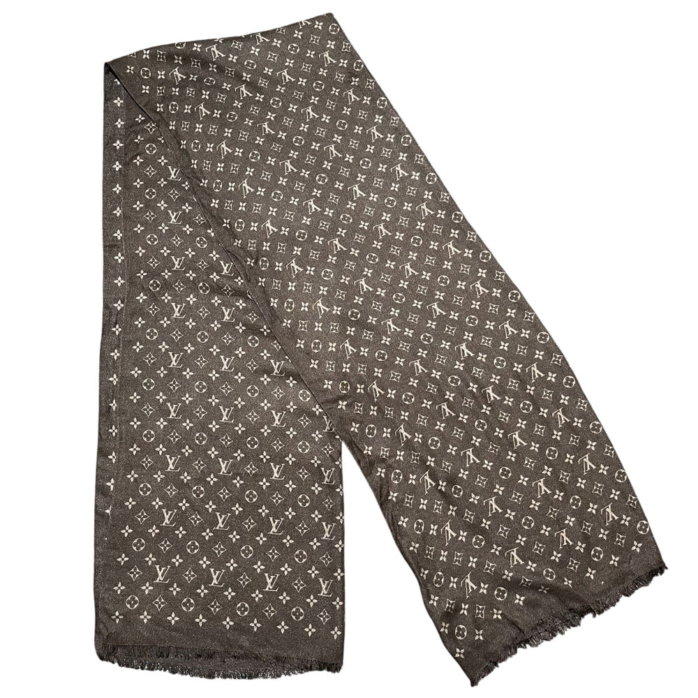LOUIS VUITTON Black Monogram Scarf LHQ1711