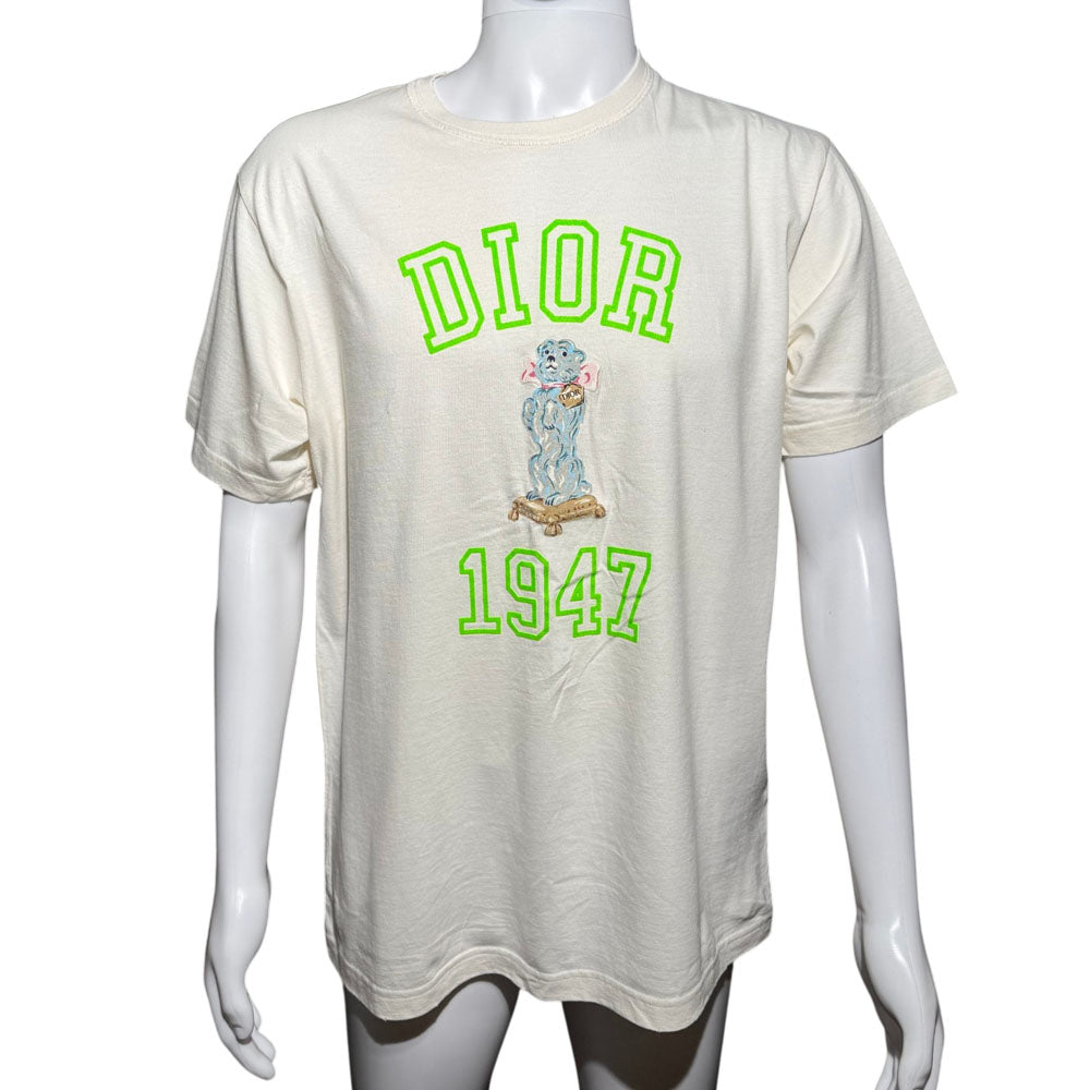 CHRISTIAN DIOR Flocked White Bear T-Shirt Size M LHQ1720