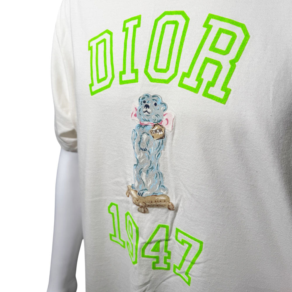 CHRISTIAN DIOR Flocked White Bear T-Shirt Size M LHQ1720