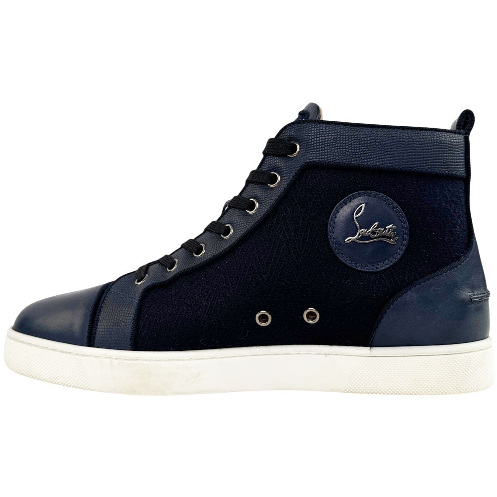 CHRISTIAN LOUBOUTIN Navy Louis High Top Trainers Size 9 UK LHQ1729