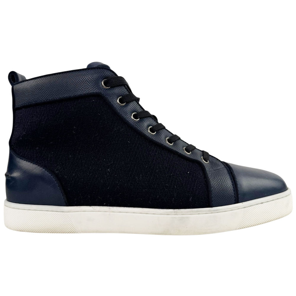 CHRISTIAN LOUBOUTIN Navy Louis High Top Trainers Size 9 UK LHQ1729