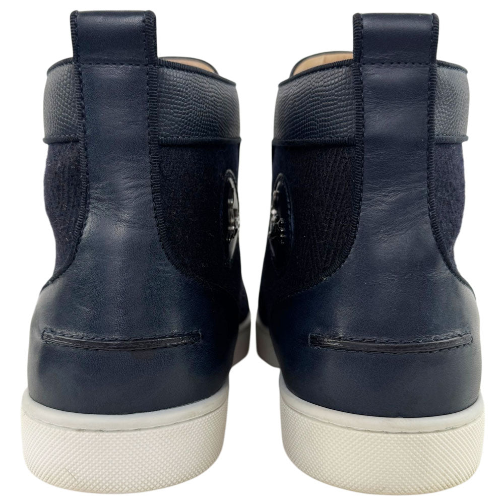 CHRISTIAN LOUBOUTIN Navy Louis High Top Trainers Size 9 UK LHQ1729