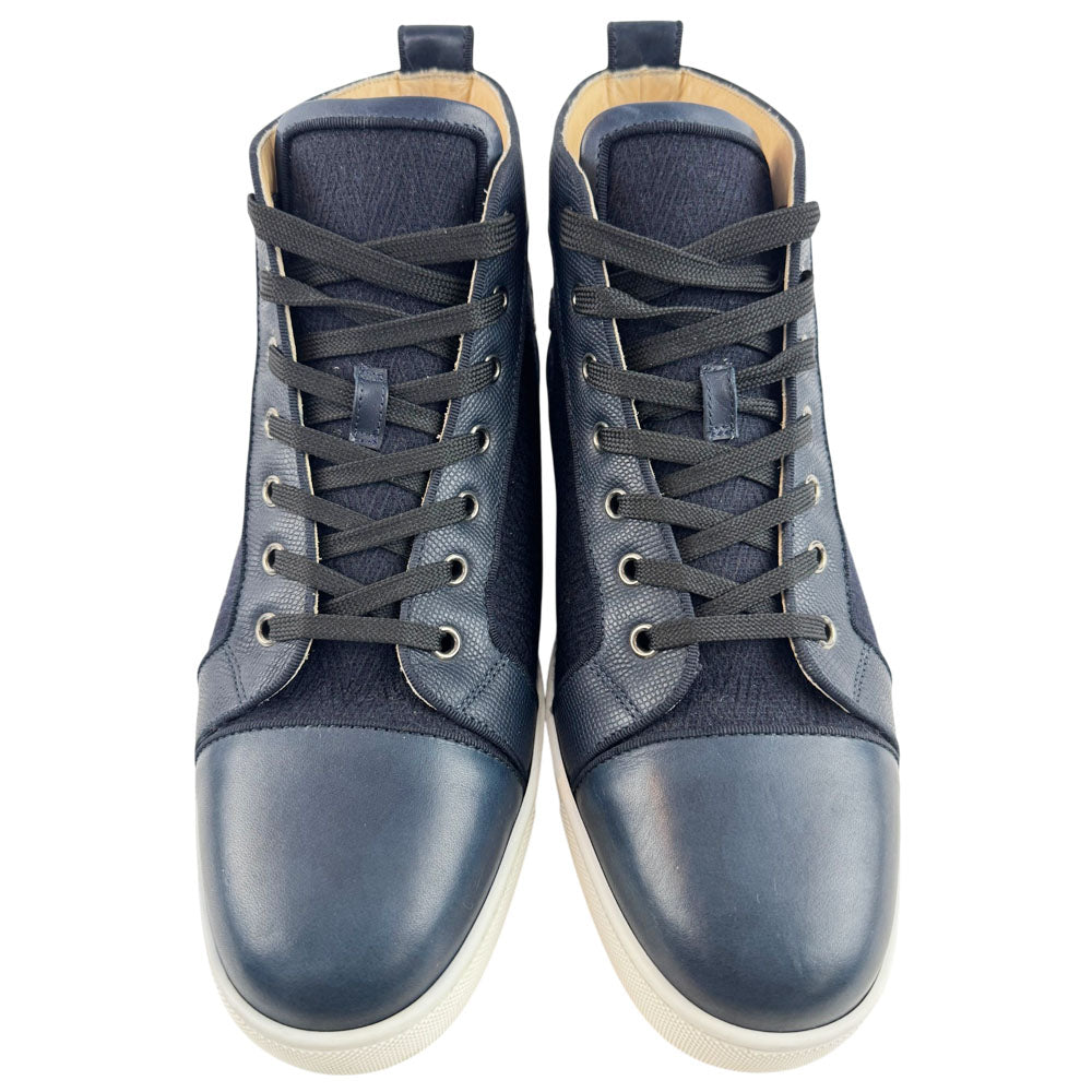 CHRISTIAN LOUBOUTIN Navy Louis High Top Trainers Size 9 UK LHQ1729